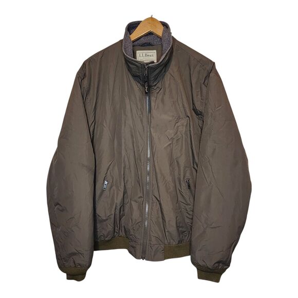 Vintage LL Bean Bomber Jacket Fleece Lined Mens XL Olive Military Green - Picture 1 of 12